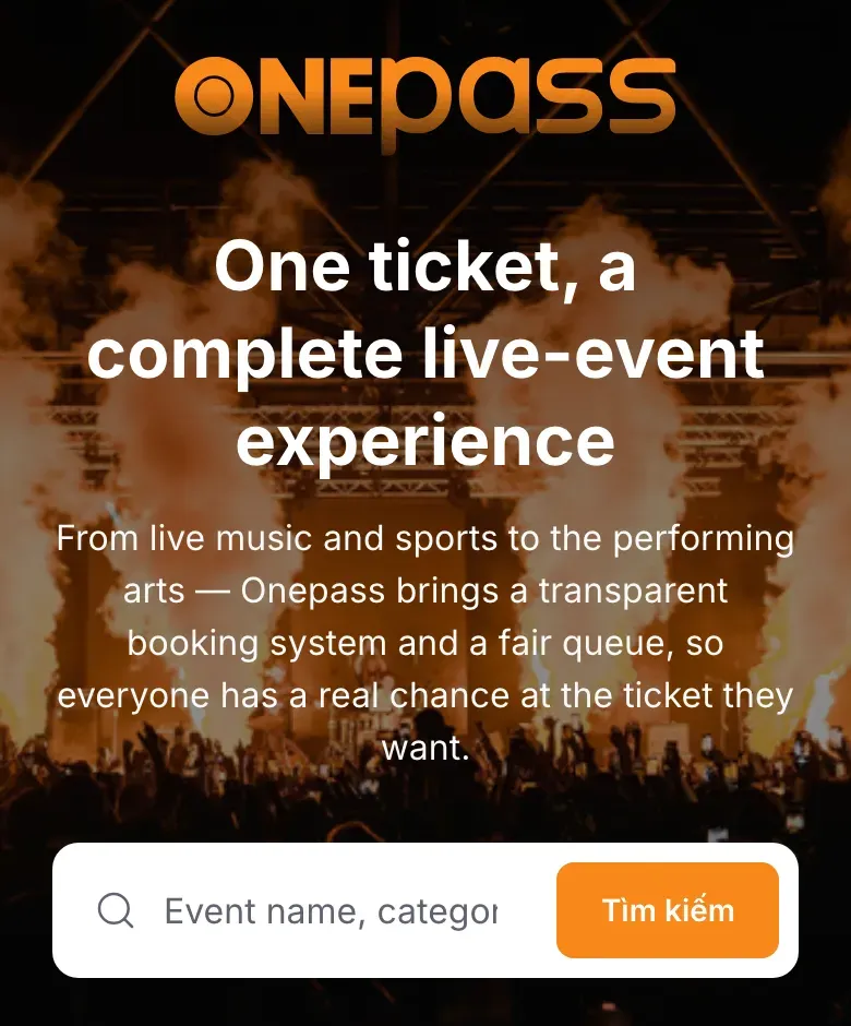 Onepass homepage on a phone